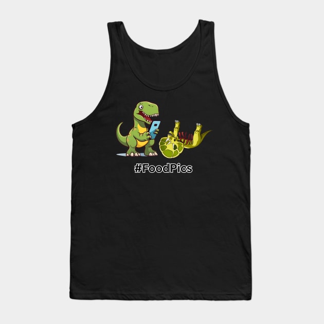 Funny Dinosaur Cartoon T-Rex Selfie Tank Top by MordaxFurittus